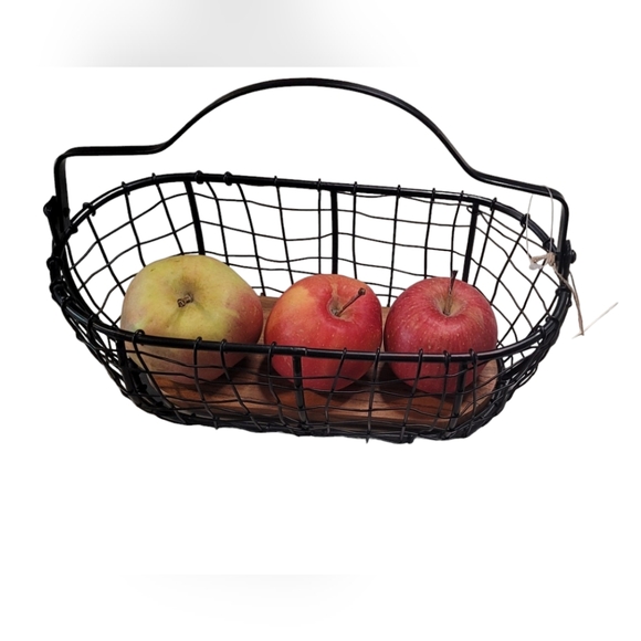 Metal & Wood Wire Basket - Picture 3 of 13